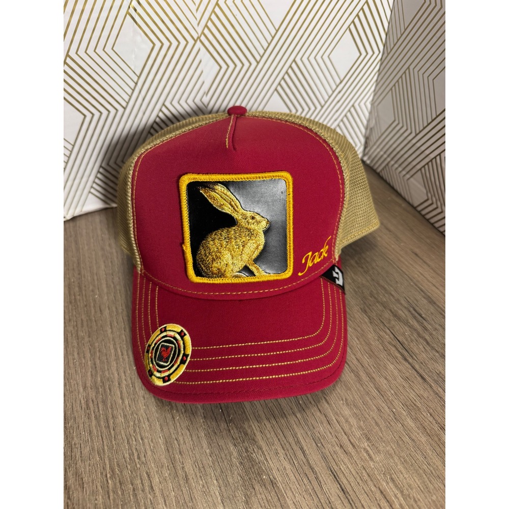 Goorin Bros The Farm Jack Rabbit Trucker Hat Red Gold Casino Print 101-0773 OSFM
